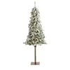HomPlanti 5 Feet Flocked Alpine Christmas Artificial Tree With 150 Lights And 405 Bendable Branches