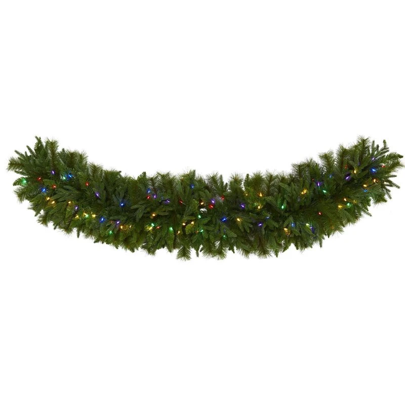 Nearly Natural 6-ft X 18-in Christmas Pine Extra Wide Artificial Garland With 100 Multicolored LED Lights 1 Nearly Natural 6-ft X 18-in Christmas Pine Extra Wide Artificial Garland With 100 Multicolored LED Lights