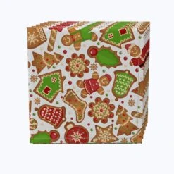 Fabric Textile Products, Inc. Napkin Set Of 4, 100% Cotton, Christmas Cookies