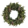 Nearly Natural 24-in Snowed Pinecone Artificial Christmas Wreath With 35 Clear LED Lights