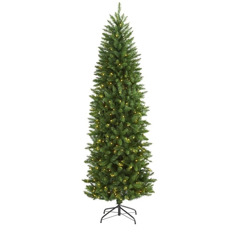 Nearly Natural 6.5-ft Slim Green Mountain Pine Artificial Christmas Tree With 300 Clear LED Lights Green 1 Nearly Natural 6.5-ft Slim Green Mountain Pine Artificial Christmas Tree With 300 Clear LED Lights Green
