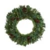 HomPlanti 20" Mixed Pine And Pinecone Artificial Christmas Wreath With 35 Clear LED Lights