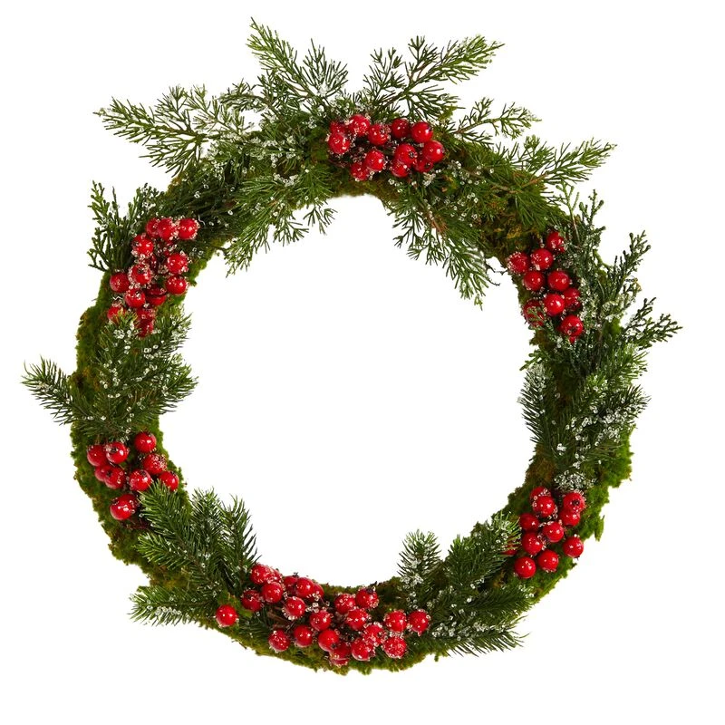 HomPlanti 20" Iced Pine And Berries Artificial Christmas Wreath 1 HomPlanti 20" Iced Pine And Berries Artificial Christmas Wreath