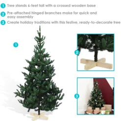 Sunnydaze Decor Sunnydaze Indoor Unlit Artificial Christmas Tree With Wooden Base - 6 Ft -Sunnydaze Decor Shop 8033cbafc509453b927e753c681fd151