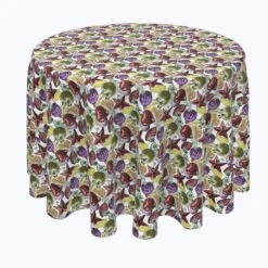 Fabric Textile Products, Inc. Round Tablecloth, 100% Polyester, Beautiful Sketch Christmas Ornaments Red