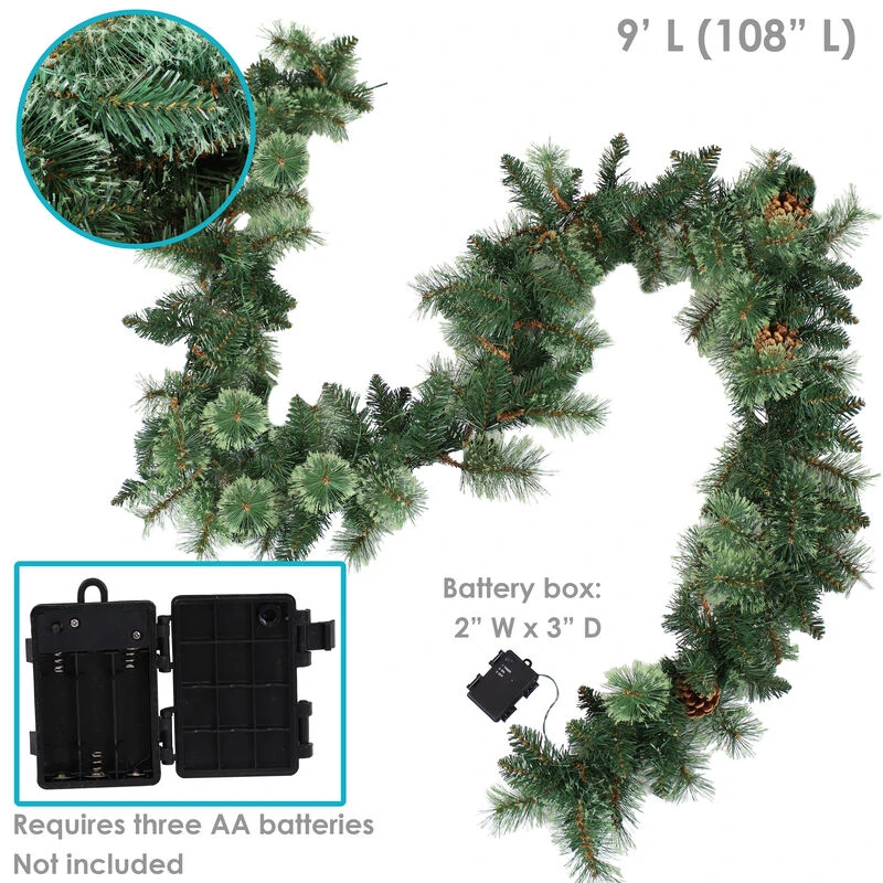 Sunnydaze Decor Sunnydaze 9ft Pre-Lit Artificial Christmas Garland With Pinecones 5 Sunnydaze Decor Sunnydaze 9ft Pre-Lit Artificial Christmas Garland With Pinecones - Image 5