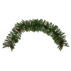 HomPlanti 6' Mixed Alaskan Pines And Pinecones Artificial Christmas Garland 50 Warm White LED Lights