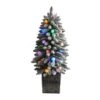 Nearly Natural 3-ft Flocked Highland Fir Artificial Christmas Tree With 127 Bendable Branches And 20 LED Globe Lights In Decorative Planter