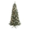 Nearly Natural 7-ft Frosted Tip British Columbia Mountain Pine Artificial Christmas Tree With 400 Clear Lights, Pine Cones And 882 Bendable Branches