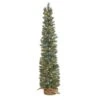 HomPlanti 4 Feet Green Pine Artificial Christmas Tree With 70 Warm White Lights Set In A Burlap Base
