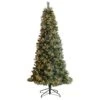Nearly Natural 8-ft Frosted Tip British Columbia Mountain Pine Artificial Christmas Tree With 500 Clear Lights, Pine Cones And 1112 Bendable Branches Green