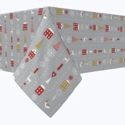Fabric Textile Products, Inc. Rectangular Tablecloth, 100% Cotton, Stylized Christmas Pattern Grey