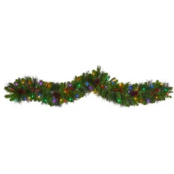 HomPlanti 6' Colorado Fir Artificial Christmas Garland With 50 Multicolored LED Lights, Berries And Pinecones