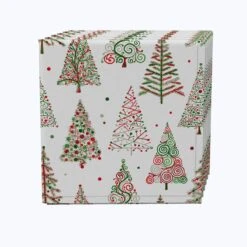 Fabric Textile Products, Inc. Napkin Set Of 4, 100% Cotton, Red & Green Christmas Tree Designs
