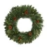 Nearly Natural 24-in White Mountain Pine Artificial Christmas Wreath With 35 LED Lights And Pinecones