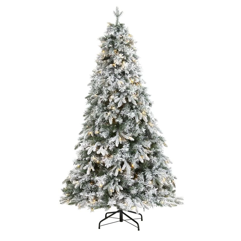 Nearly Natural 6-ft Flocked Vermont Mixed Pine Artificial Christmas Tree With 300 Clear LEDs Lights Green 1 Nearly Natural 6-ft Flocked Vermont Mixed Pine Artificial Christmas Tree With 300 Clear LEDs Lights Green