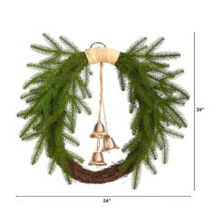 Nearly Natural 24-in Holiday Christmas Pine And Hanging Bells Wreath -Sunnydaze Decor Shop 8e29b7c1fa4c4d5da5d0d883c41caef0