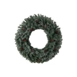 HomPlanti 4" Large Flocked Artificial Christmas Wreath With Pinecones, 150 Clear LED Lights And 360 Bendable Branches -Sunnydaze Decor Shop 8f1b080b74ca4d2bb16d77bd879e50e7