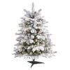 Nearly Natural 3-ft Flocked North Carolina Fir Artificial Christmas Tree With 150 Warm White Lights And 545 Bendable Branches Green