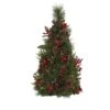 Nearly Natural 2-ft Mixed Berry And Pine Cone Artificial Christmas Tree With 35 Clear LED Lights
