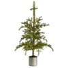 HomPlanti 4.5 Feet Pre-Lit Christmas Pine Artificial Tree In Decorative Planter