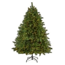 Nearly Natural 7-ft Wyoming Mixed Pine Artificial Christmas Tree With 550 Clear Lights And 1054 Bendable Branches Green