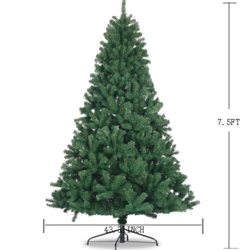 Artificial Christmas Tree Full Natural Spruce PVC Fir Tree 7.5ft Foldable Metal Stand Unlit Green Green 5 Artificial Christmas Tree Full Natural Spruce PVC Fir Tree 7.5ft Foldable Metal Stand Unlit Green Green - Image 5