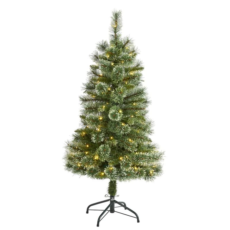 Nearly Natural 4-ft Wisconsin Slim Snow Tip Pine Artificial Christmas Tree With 100 Clear LED Lights Green 1 Nearly Natural 4-ft Wisconsin Slim Snow Tip Pine Artificial Christmas Tree With 100 Clear LED Lights Green