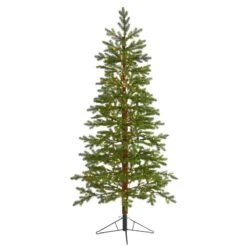 Nearly Natural 6.5-ft Fairbanks Fir Artificial Christmas Tree With 250 Clear Warm (Multifunction) LED Lights And 208 Bendable Branches Green