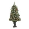 Nearly Natural 4-ft Frosted Pine, Pinecone And Berries Artificial Christmas Tree With 100 Clear LED Lights In Decorative Urn