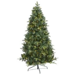 Nearly Natural 6-ft Grand Teton Spruce Flat Back Artificial Christmas Tree With 180 Clear LED Lights And 727 Bendable Branches