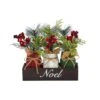 Nearly Natural 12-in Holiday Winter Pine And Berries Three Piece Mason Jar “Noel-in Table Christmas Artificial Arrangement Décor