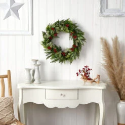 Nearly Natural 24-in Cedar, Eucalyptus And Berries Artificial Christmas Wreath -Sunnydaze Decor Shop 9ece3155f668498e8483b4141a9008d6