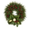 Nearly Natural 20-in Cedar, Berries And Magnolia Artificial Christmas Wreath