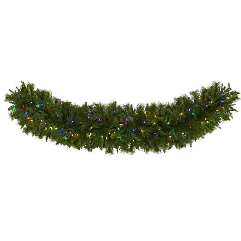 Nearly Natural 6-ft X 18-in Christmas Pine Extra Wide Artificial Garland With 100 Multicolored LED Lights 2 Nearly Natural 6-ft X 18-in Christmas Pine Extra Wide Artificial Garland With 100 Multicolored LED Lights - Image 2