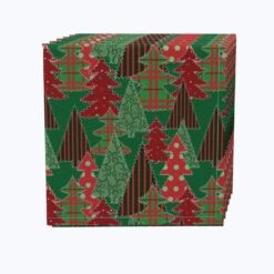 Fabric Textile Products, Inc. Napkin Set Of 4, 100% Cotton, Christmas Tree Patchwork