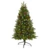 Nearly Natural 4-ft Snow Tipped Portland Spruce Artificial Christmas Tree With Frosted Berries And Pinecones With 100 Clear LED Lights Green