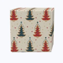 Fabric Textile Products, Inc. Napkin Set Of 4, 100% Cotton, Hand Drawn Christmas Trees