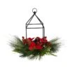 Nearly Natural 14-in Christmas Poinsettia, Berry And Pinecone Metal Candle Holder Christmas Artificial Table Arrangement