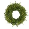Nearly Natural 24-in Long Pine Artificial Christmas Wreath With 35 Clear LED Lights