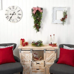 Nearly Natural 26-in Holiday Christmas Bells And Bow Artificial Swag -Sunnydaze Decor Shop ab5c2b8c5c6c4a39bedaf4d79d3089f4