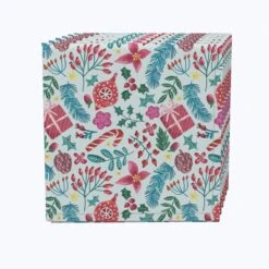 Fabric Textile Products, Inc. Napkin Set, 100% Polyester, Set Of 4, Christmas Candy Cane Celebration