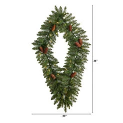 Nearly Natural 3-ft Holiday Christmas Geometric Diamond Wreath With Pinecones And 50 Warm White LED Lights 7 Nearly Natural 3-ft Holiday Christmas Geometric Diamond Wreath With Pinecones And 50 Warm White LED Lights -Sunnydaze Decor Shop ae5861d7d9f04b5286fa90101f8953b5