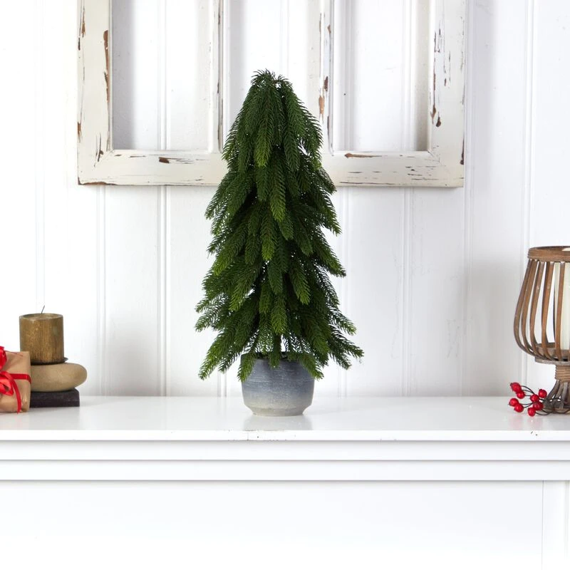 HomPlanti 21 Inches Christmas Pine Artificial Tree In Decorative Planter 3 HomPlanti 21 Inches Christmas Pine Artificial Tree In Decorative Planter - Image 3
