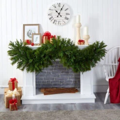 Nearly Natural 6-ft X 18-in Christmas Pine Extra Wide Artificial Garland With 100 Multicolored LED Lights 9 Nearly Natural 6-ft X 18-in Christmas Pine Extra Wide Artificial Garland With 100 Multicolored LED Lights -Sunnydaze Decor Shop b50dc7b5cc564d309fd02f97084f9495