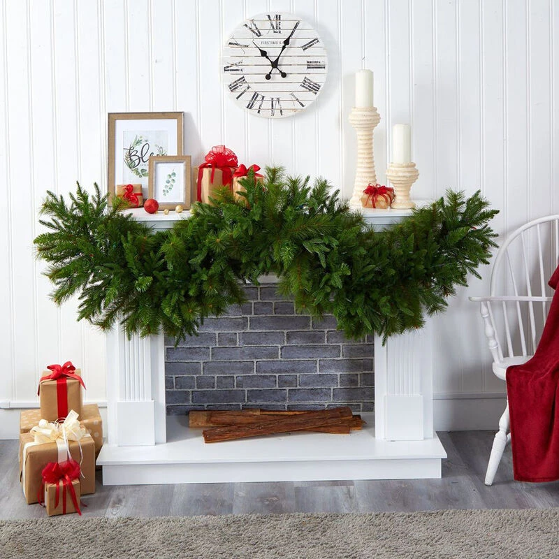 Nearly Natural 6-ft X 18-in Christmas Pine Extra Wide Artificial Garland With 100 Multicolored LED Lights 5 Nearly Natural 6-ft X 18-in Christmas Pine Extra Wide Artificial Garland With 100 Multicolored LED Lights - Image 5