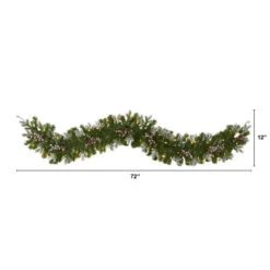 Nearly Natural 6-ft Snow Tipped Artificial Christmas Garland With 50 Warm White LED Lights And Berries -Sunnydaze Decor Shop bb2e871a33b34c6184782fb5a1c44586