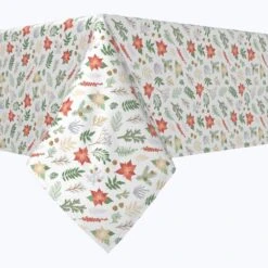 Fabric Textile Products, Inc. Rectangular Tablecloth, 100% Polyester, Christmas Plants & Flowers Green