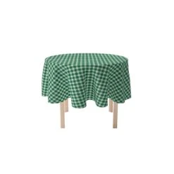 Fabric Textile Products, Inc. Round Tablecloth, 100% Polyester, Christmas Green Plaid Green