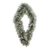 HomPlanti 3' Holiday Christmas Geometric Diamond Frosted Wreath With Pinecones And 50 Warm White LED Lights